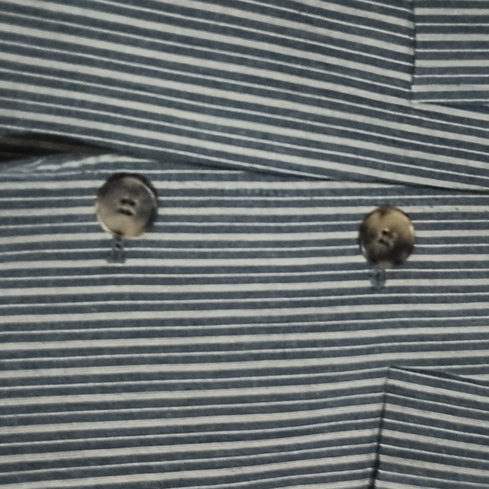 Theory Size 12 Steel Grey/Blue Cotton Blend Striped Blazer